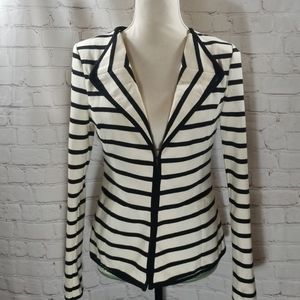 Anthropologie Cartonnier Black Striped Cotton Blazer